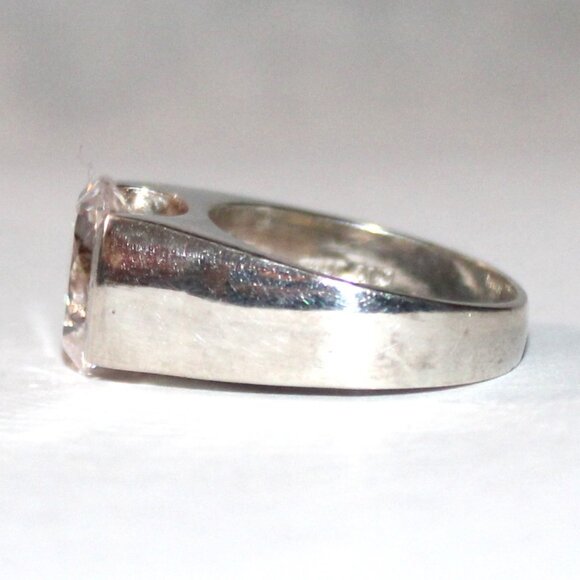 Sterling Silver Chunky Cubic Zirconia Ring 8 Grams SZ 7.5 - Picture 2 of 7